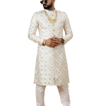 Regal Ivory Abstract Thread Embroidered Sherwani for Men | Father-Son Combo | Perfect Groom Wear | Jaipurio